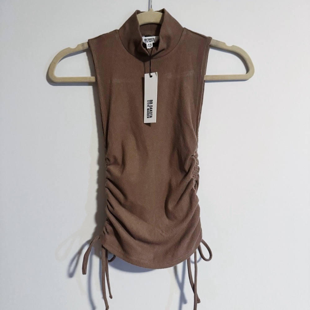BB Dakota - Brown Mock Neck Tank Top